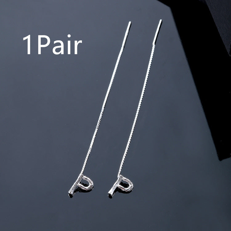 Boucles d'oreilles pendantes en argent sterling 925 - 26 lettres