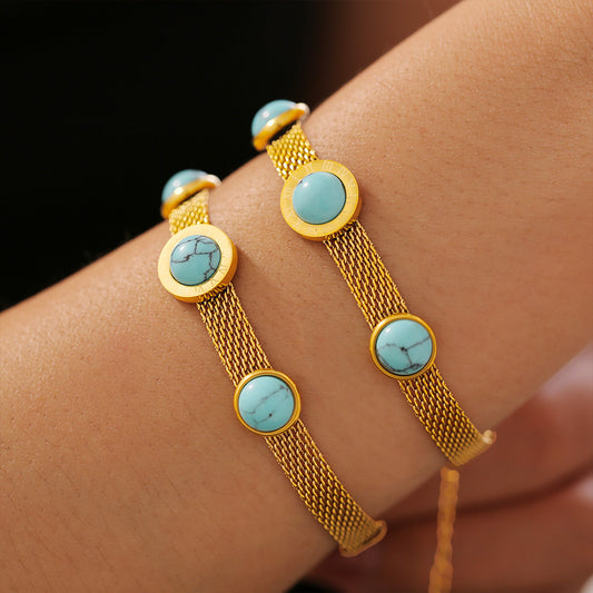 Bracelet macarons turquoises chiffres romains