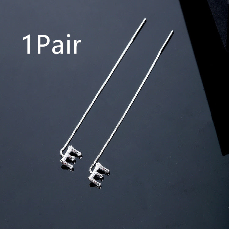 Boucles d'oreilles pendantes en argent sterling 925 - 26 lettres