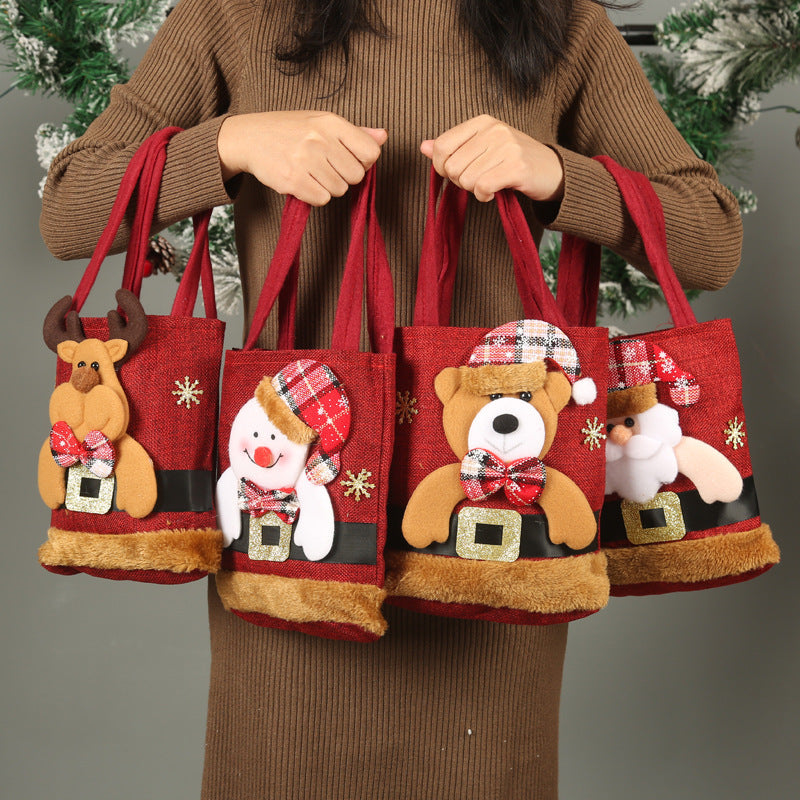 Sac fourre-tout cadeau de Noël pour enfants, sac à main drôle créatif de père Noël Elk bonhomme de neige ours | petit arbre de Noël | sacs de décoration