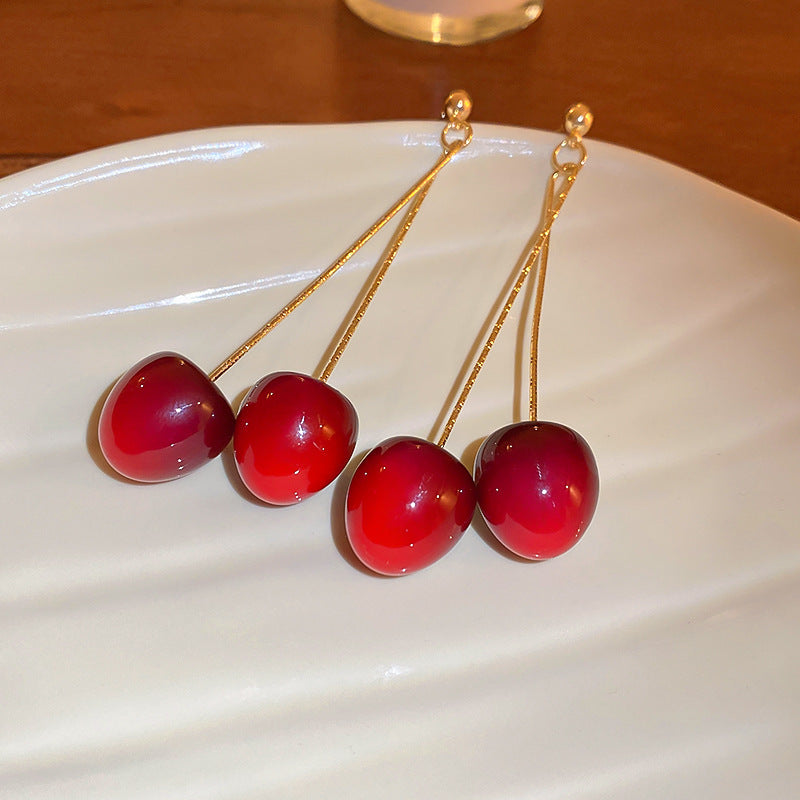 Boucles d'oreilles cerises en acrylique rouge