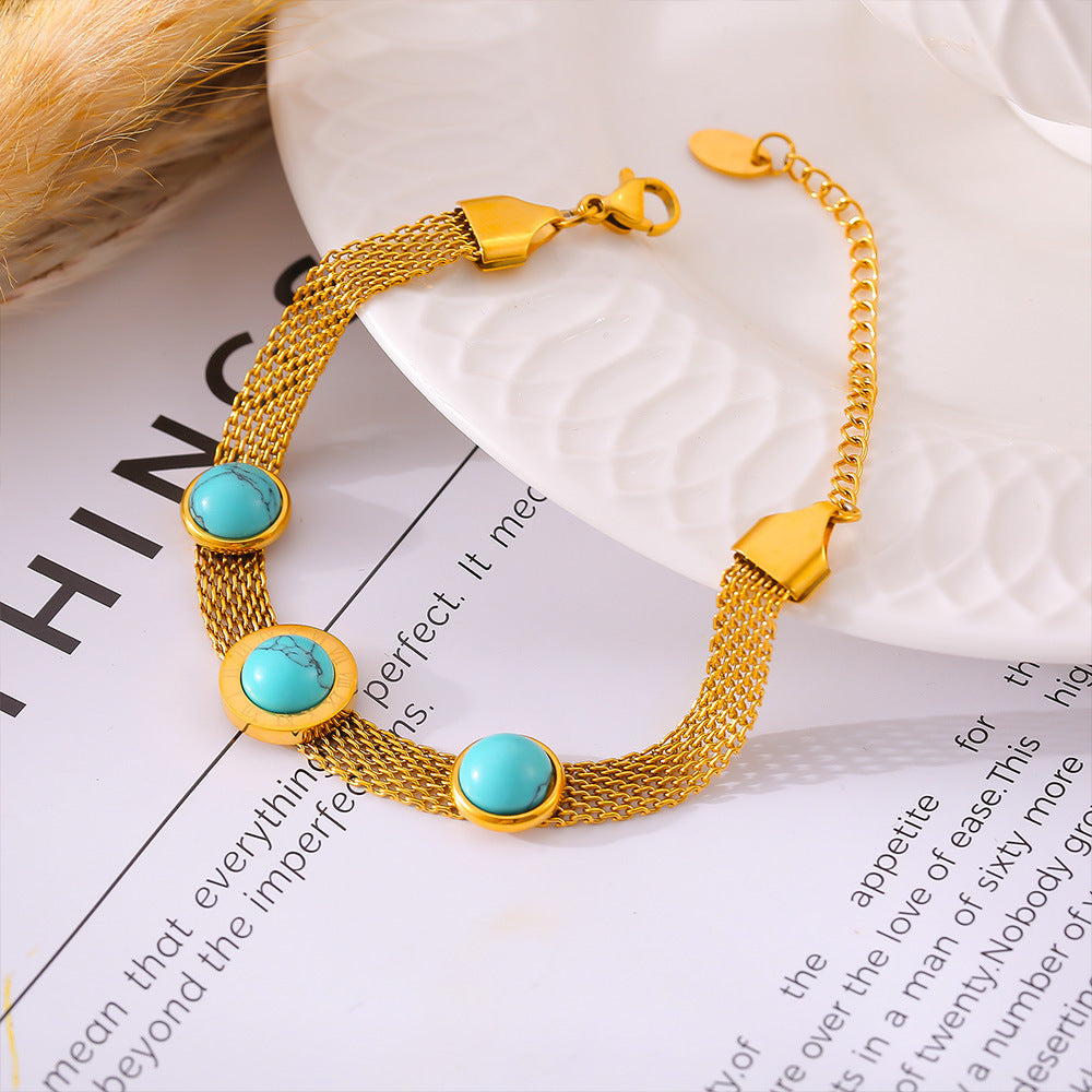 Bracelet macarons turquoises chiffres romains