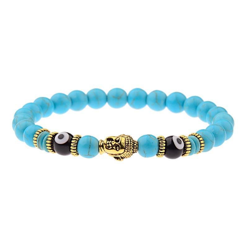 Bracelet élastique avec pierres énergétiques, tête de Bouddha 12 variantes