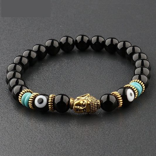 Bracelet élastique avec pierres énergétiques, tête de Bouddha 12 variantes