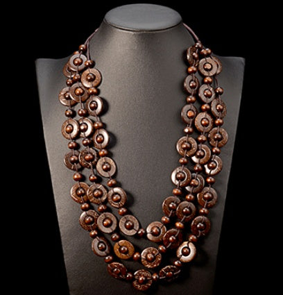 Collier multicouche de style ethnique en coquille noix de coco 12 coloris