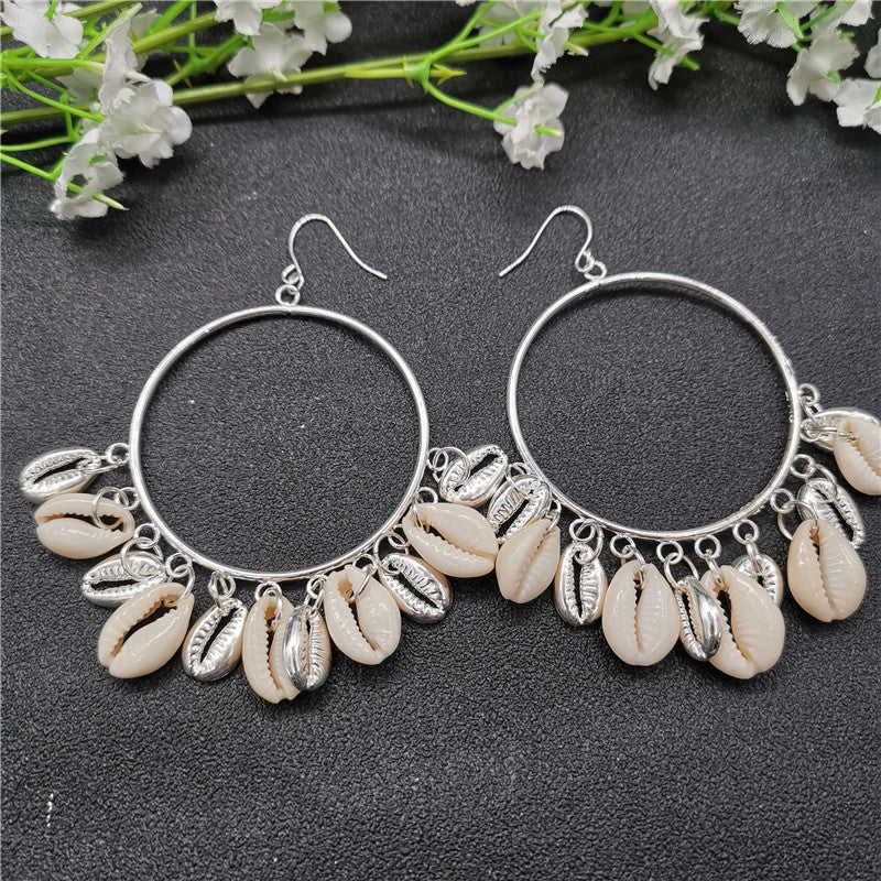 Boucles D'oreilles coquillage style boho Couleur Or / Argent