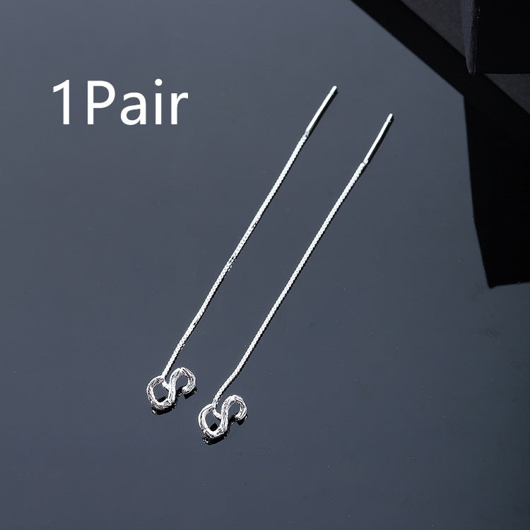 Boucles d'oreilles pendantes en argent sterling 925 - 26 lettres