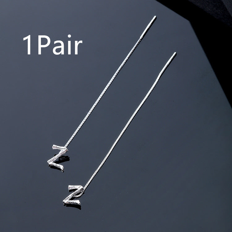 Boucles d'oreilles pendantes en argent sterling 925 - 26 lettres