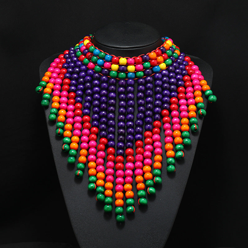 Collier en perles de bois 7 coloris