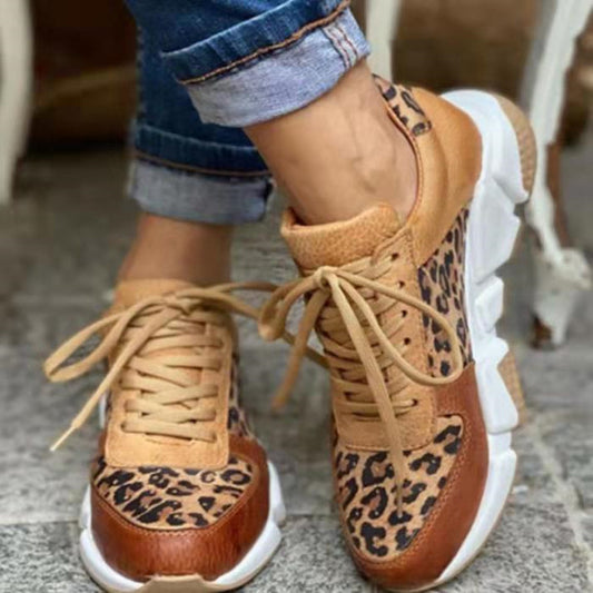 Chaussures basses décontractées à plateforme Léopard