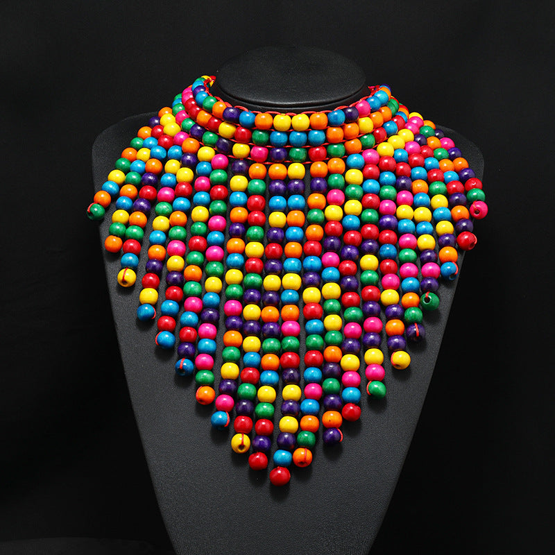 Collier en perles de bois 7 coloris