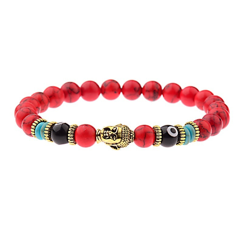 Bracelet élastique avec pierres énergétiques, tête de Bouddha 12 variantes