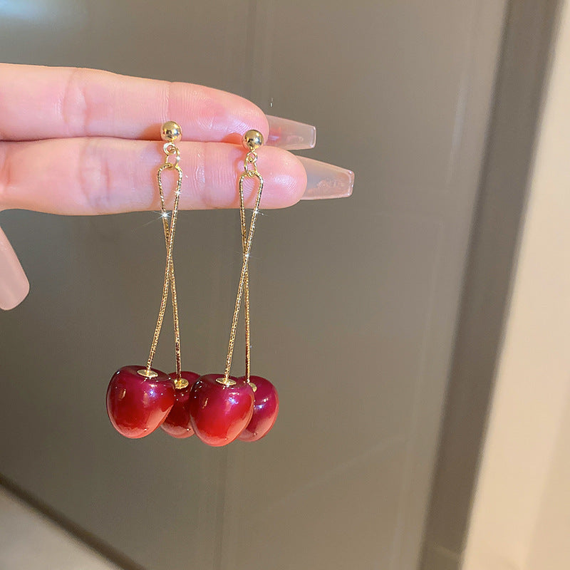 Boucles d'oreilles cerises en acrylique rouge