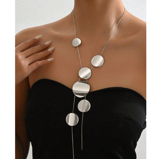 Collier chaîne long et tendance, tout-en-un - 2 modèles - couleur or ou argent