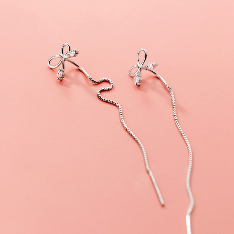 Boucles d'oreilles pendantes en argent S925 avec nœud