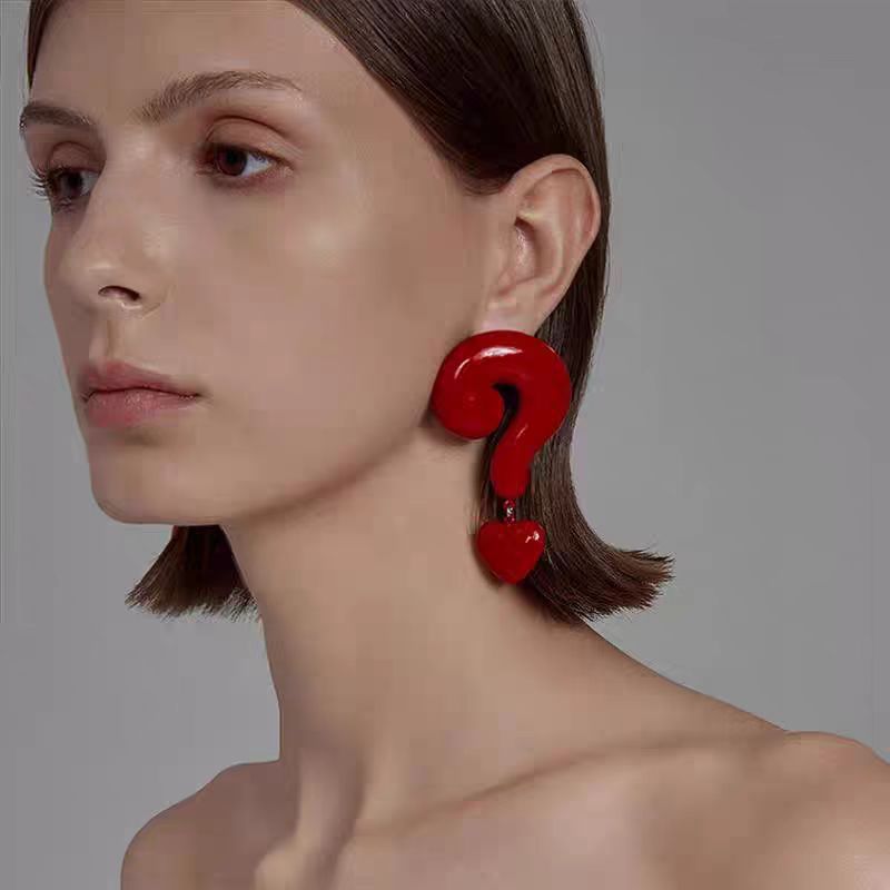 Boucles d'oreilles en argent sterling point d'interrogation