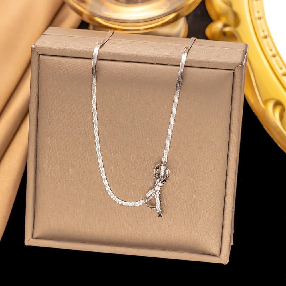 Nouveaux bijoux tendance collier chaîne de serpent en acier inoxydable noeud Collier/Bracelet/Boucles d'oreilles ou set - Argent ou Or