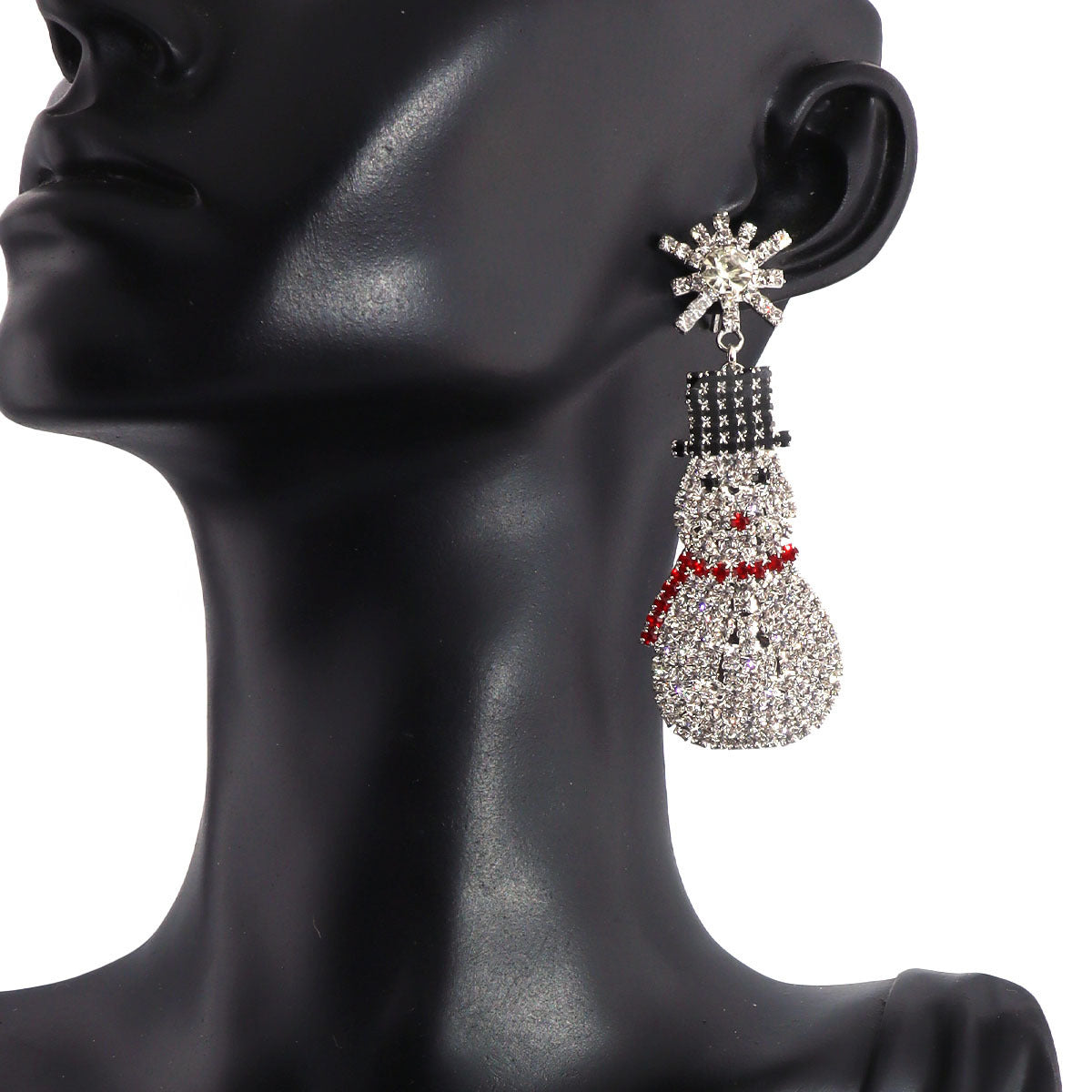 Boucles d'oreilles bonhomme de neige mode de Noël mignon strass Doré ou argenté