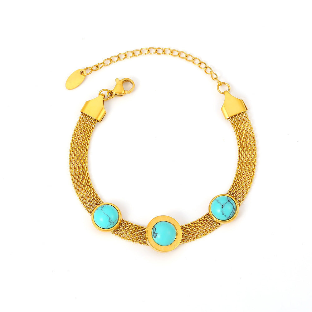 Bracelet macarons turquoises chiffres romains