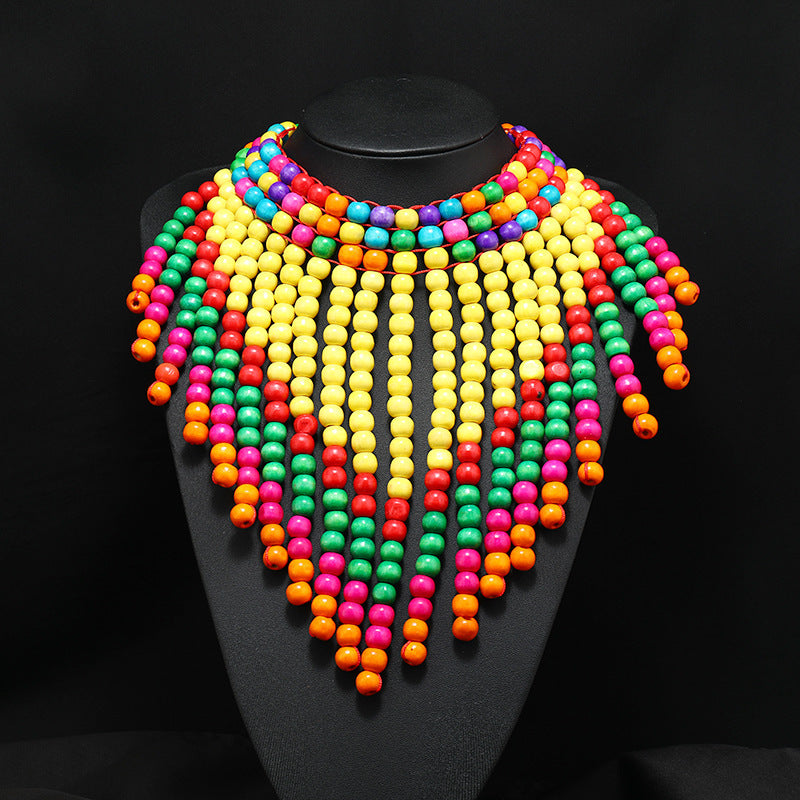 Collier en perles de bois 7 coloris