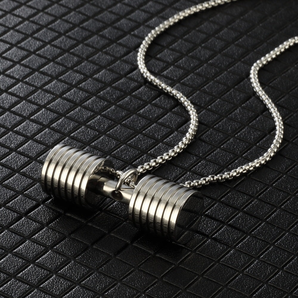 Collier avec pendentif haltère acier inoxydable