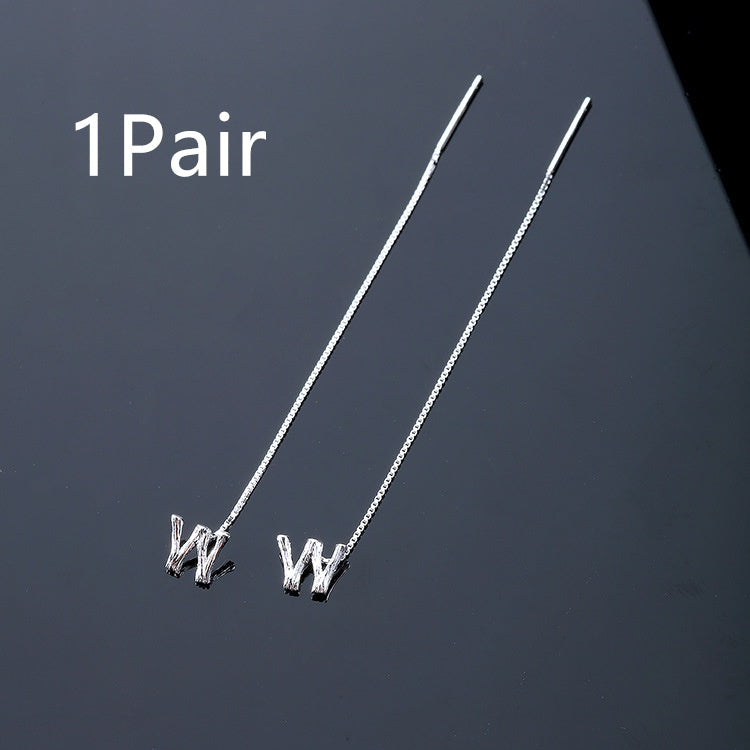 Boucles d'oreilles pendantes en argent sterling 925 - 26 lettres